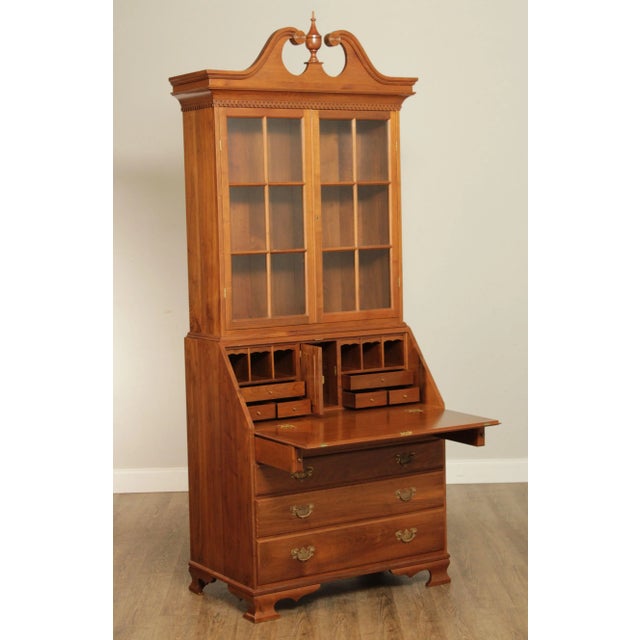 Wood J.C. Horst Chippendale Style Custom Crafted Walnut Secretary Desk For Sale - Image 7 of 13