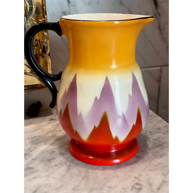 Ceramic 1930s Art Deco Hand-Painted Ditmar Urbach Pitcher From Czechoslovakia For Sale - Image 7 of 7