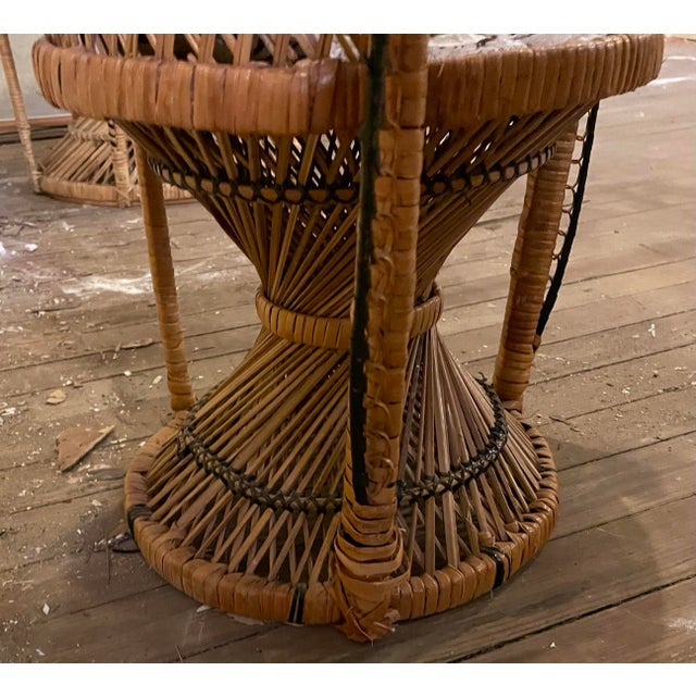 Mommy & Me Pr Small Large Rattan Emmanuelle Fan Peacock Bohemian Wicker Chairs For Sale - Image 10 of 12