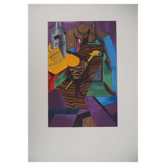 Juan Gris, Composition cubiste à la pipe et au journal, Lithograph, 1974 For Sale