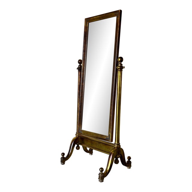 Hollywood Regency Gold Giltwood Cheval Standing Floor Mirror Chairish