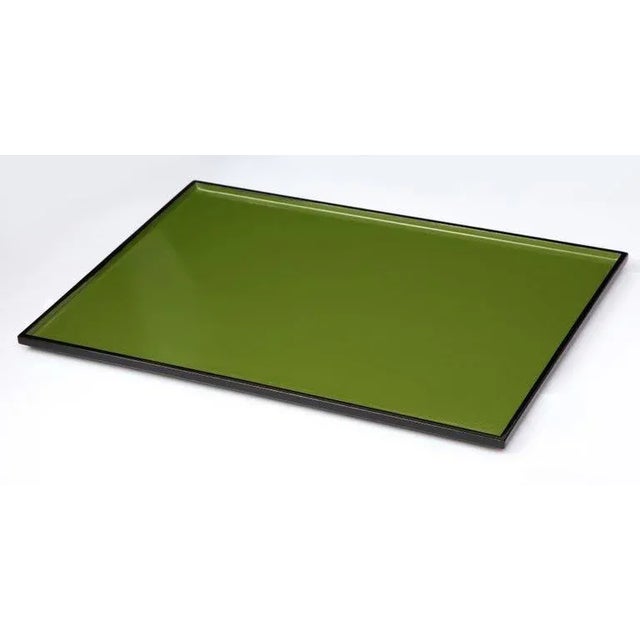 Japanese Early 21st Century Japanese Abstract, Acrylic, Green Trays - Set of 2 For Sale - Image 3 of 7