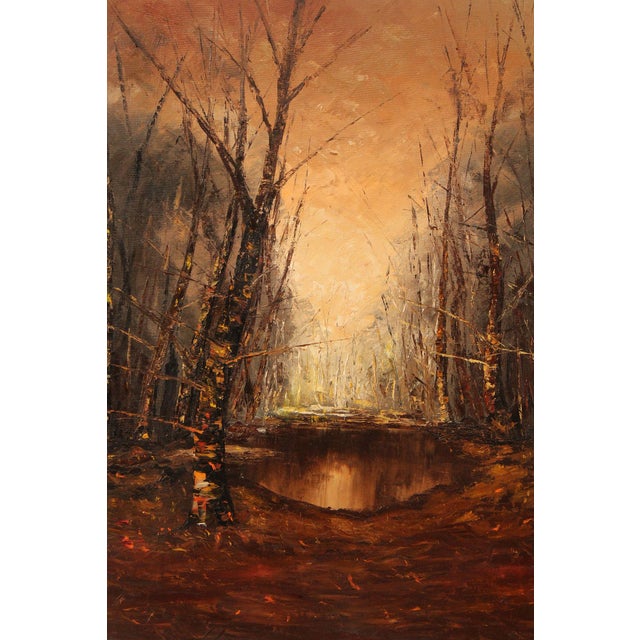 Mid 20th Century J. Sands Oil Painting, Winter Sunset For Sale - Image 5 of 12