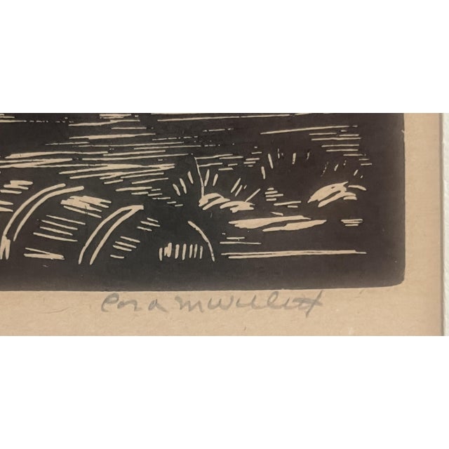 Rustic Mid 20th Century Woodcut by Cora M. Willett For Sale - Image 3 of 4