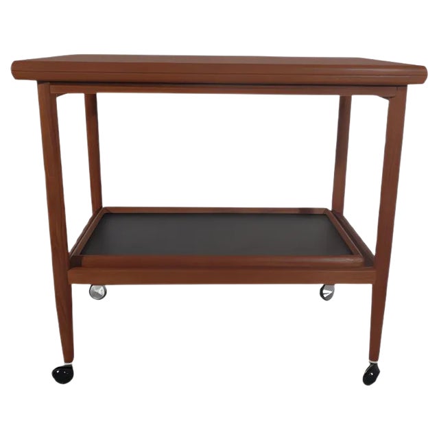 Teak Flip-Flop Expandable Cart with Removable Tray by Grete Jalk, 1960s For Sale