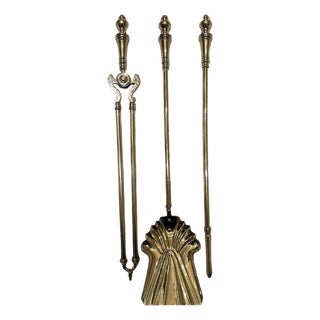 English Brass Fireplace Tools For Sale