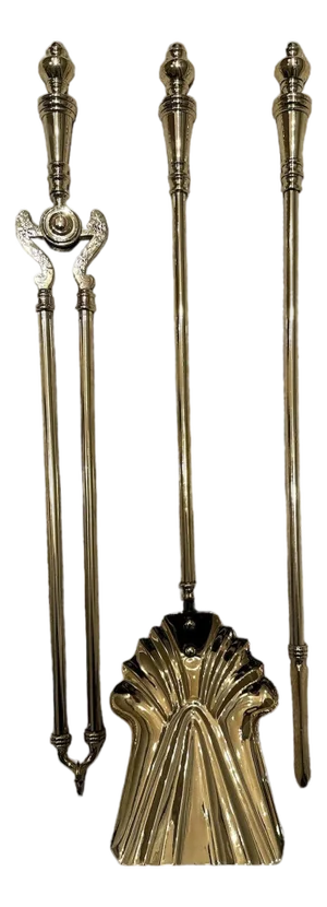 English Brass Fireplace Tools