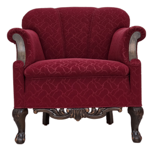 Danish Armchair in Red and Light Grey Wool and Oak, 1950s
