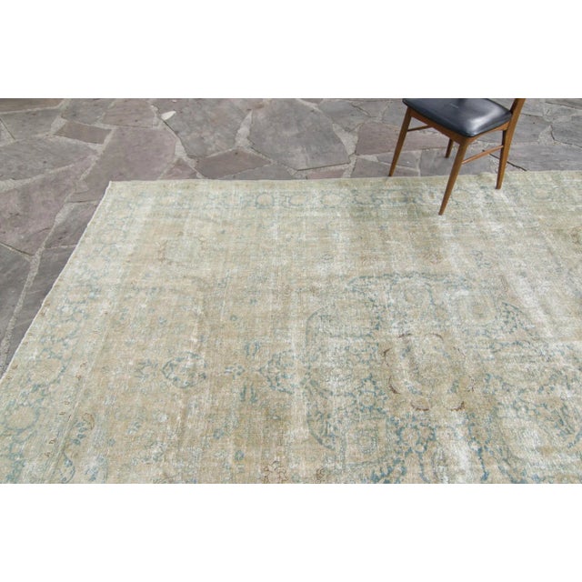 1920s 1920s Medallion Sage Blue Hand Knotted Rug - 8’4” X 10' For Sale - Image 5 of 11