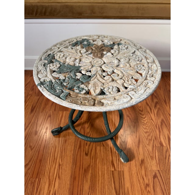 Early 20th Century Vintage French Bistro Cast Iron Accent Side Table For Sale - Image 5 of 11