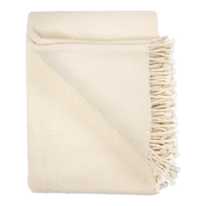Super Soft Fine Merino Sofa Throw Blanket, Solid White Pearl Wool Contemporary Bellani
