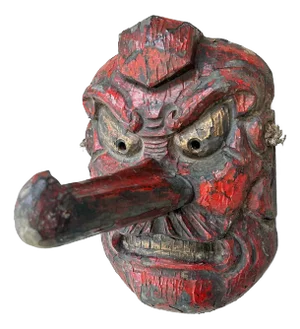 Authentic Wooden Tengu Mask, Japan, 1920s