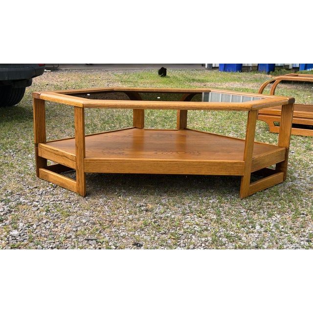 Modern Late 20th Century Post Modern Geometric Oak Coffee Table - Lou Hodges Style For Sale - Image 3 of 6