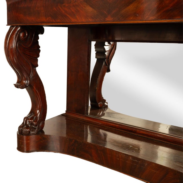 Antique English William IV Carved Mahogany Mirror Back Pier Console Hall Table For Sale - Image 11 of 12