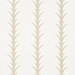 Schumacher X Celerie Kemble Acanthus Stripe Fabric Sand For Sale