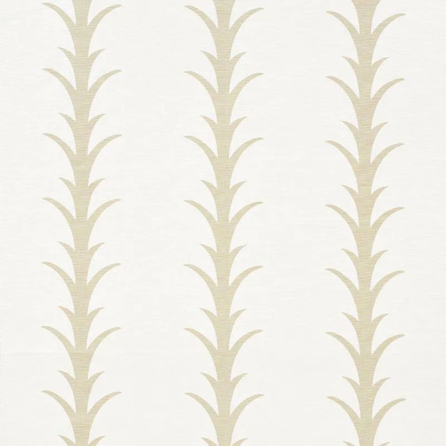Schumacher X Celerie Kemble Acanthus Stripe Fabric Sand For Sale
