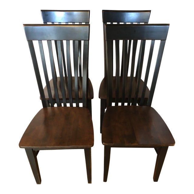 Mission Style Wooden Dining Chairs Set of 4 Chairish