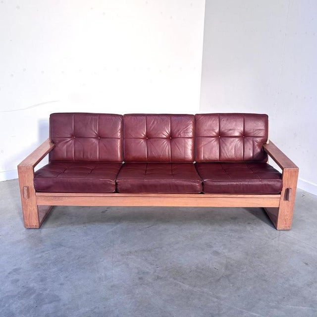 Vintage Three-Seater Lounge Sofa in Leather, 1970s For Sale - Image 6 of 15