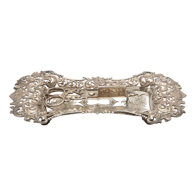 Silver Tray and Scissors from Morrões, Set of 2 For Sale