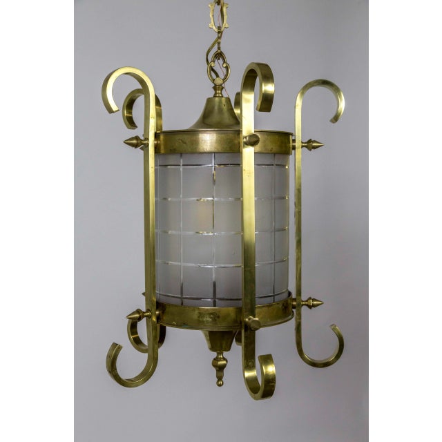 Scroll & Spike Cylindrical Beveled Glass Lantern For Sale - Image 10 of 13