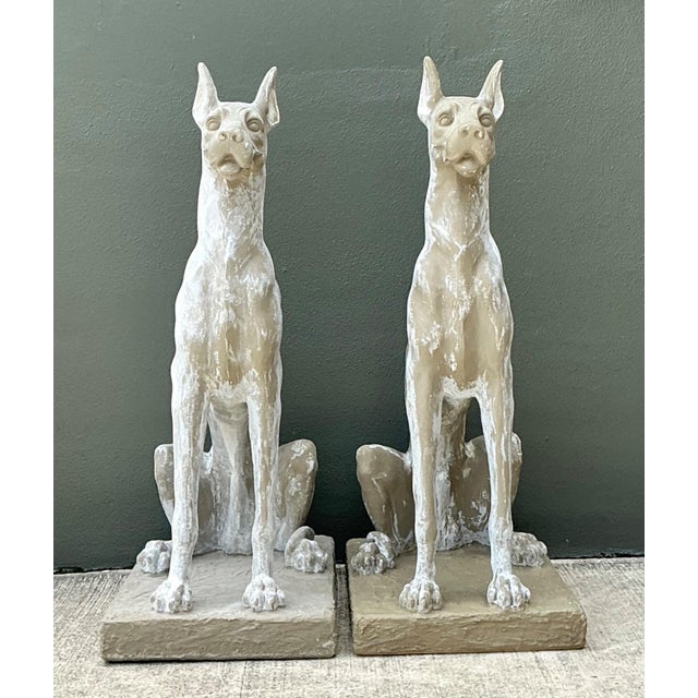 This impressive pair of vintage Great Dane sculptures captures the elegance, strength, and noble presence of the iconic...