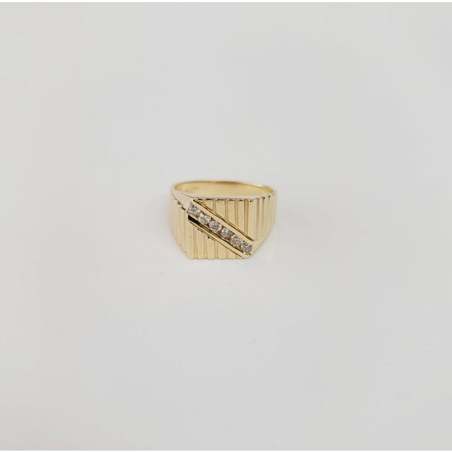 Diagonal Diamond Mens Wedding Band .36cttw 14k Yellow Gold, Size 3 For Sale - Image 4 of 4