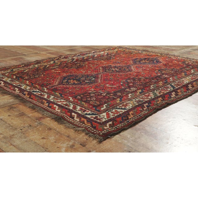 Textile Antique Persian Shiraz Rug - 05'06 X 06'05 For Sale - Image 7 of 10