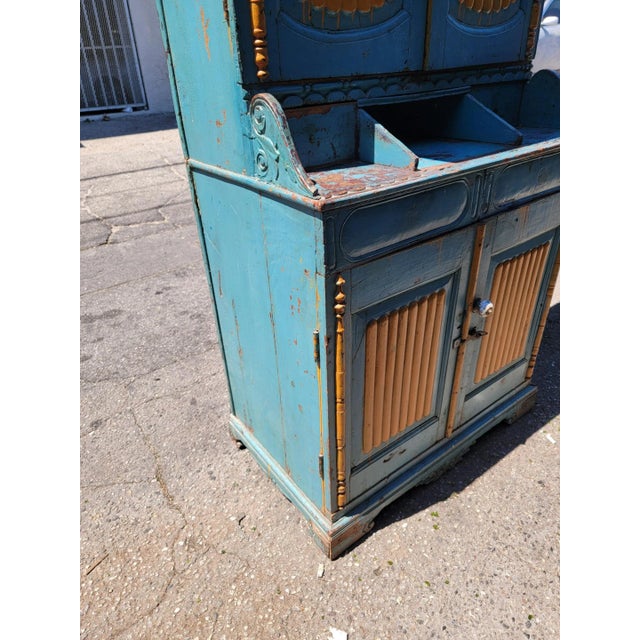 Blue 1970s Vintage Farmhouse Style Kitchen Cabinet For Sale - Image 8 of 18