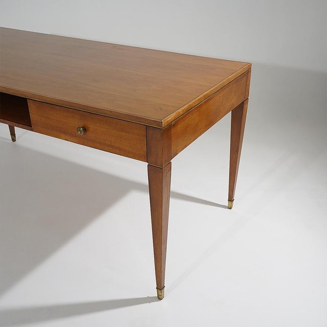 Vintage Walnut Desk with Brass Details, 1950s For Sale - Image 10 of 15