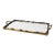 Vintage Mid-Century Rectangle German Style Floral Design Brass Frame Mirror Vanity Tray For Sale