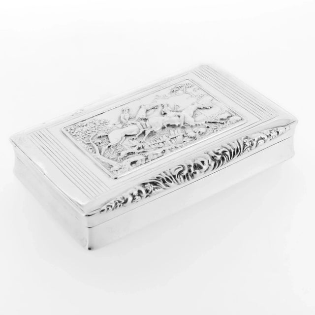 Antique Early 19th Century Austrian 13 Loth Silver Equestrian Fox Hunt Snuff Box For Sale - Image 9 of 15