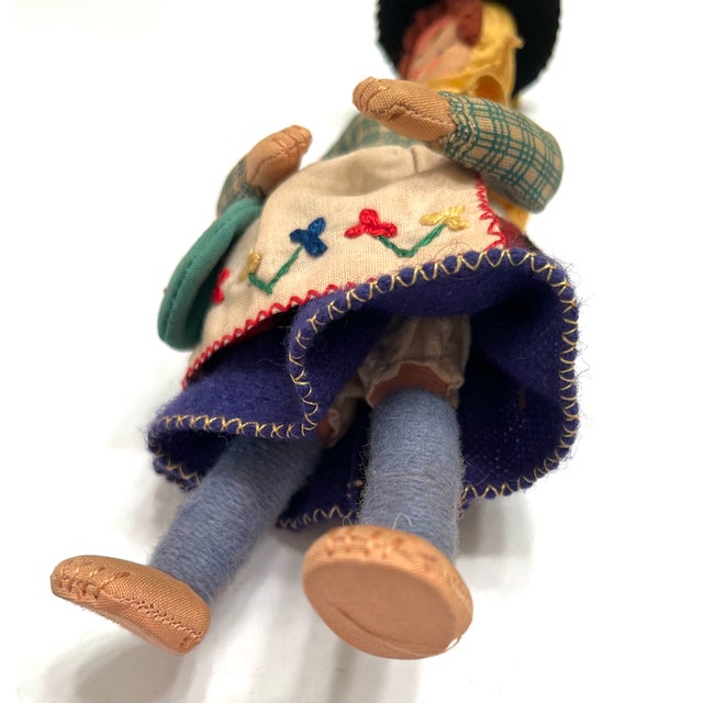 Vintage Hand-Crafted 1950s Mascotes De Maria Helena Felt Folk Doll Trio For Sale - Image 10 of 16
