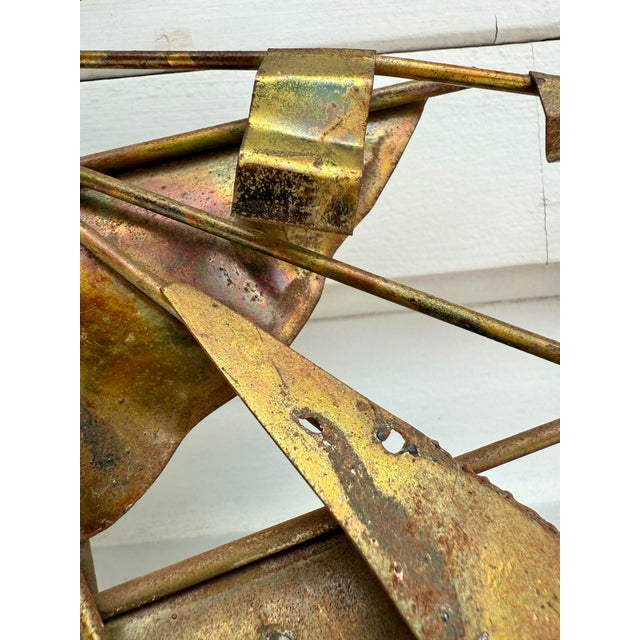 Metal Brutalist Flame Torch-Cut Copper Metal Schooner Ship Wall Sculpture Art For Sale - Image 7 of 10
