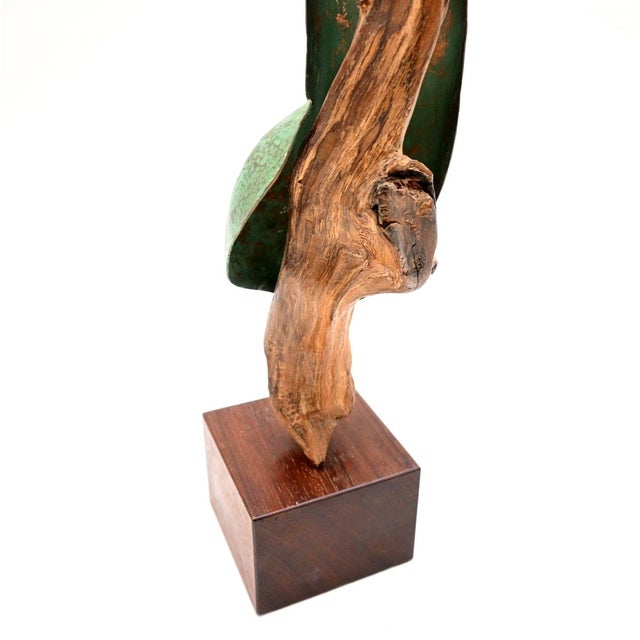 Wood Vintage Bronze and Driftwood Sculpture by A. Altmann For Sale - Image 7 of 8