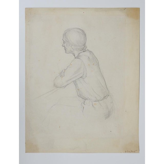 Early 20th Century Pencil Portrait Drawing of Woman For Sale In Seattle - Image 6 of 7
