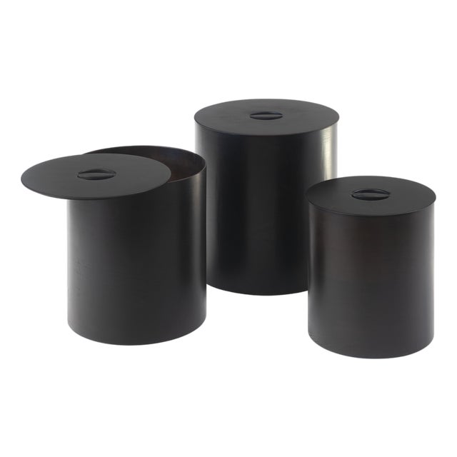 Round Wooden Container with Hard Lid by villahomecollection For Sale