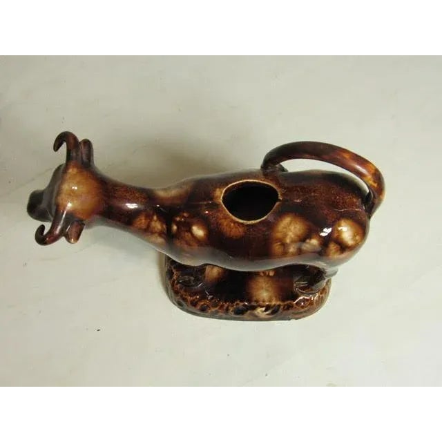 Brown Glazed English Staffordshire Cow Creamer For Sale - Image 9 of 13