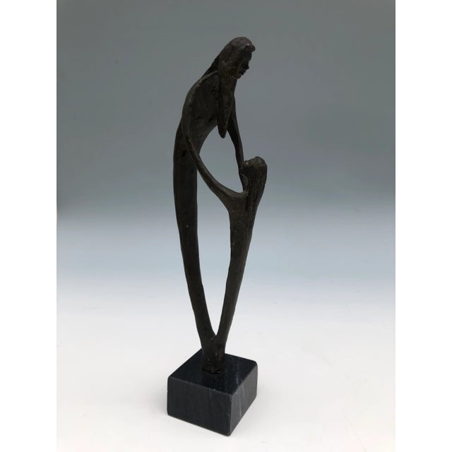 Mother and Child Bronze Figurine with Marble Base, 1990s For Sale - Image 4 of 5