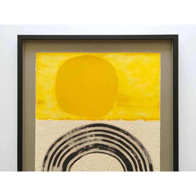 This Raoul Lazar rare vintage 1974 French Mid Century Modernist " Arc Jaune " limited edition custom framed hand signed...