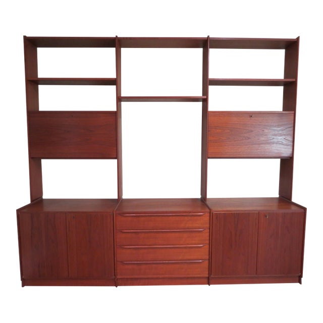 1960s Scandanavian Teak Wall System For Sale