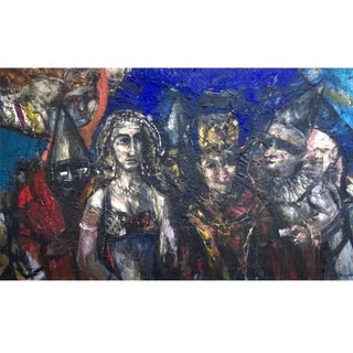 Jonah Kinigstein, Large Figurative Expressionist Oil Painting Rediscovered New York City Artist, c.1950's For Sale