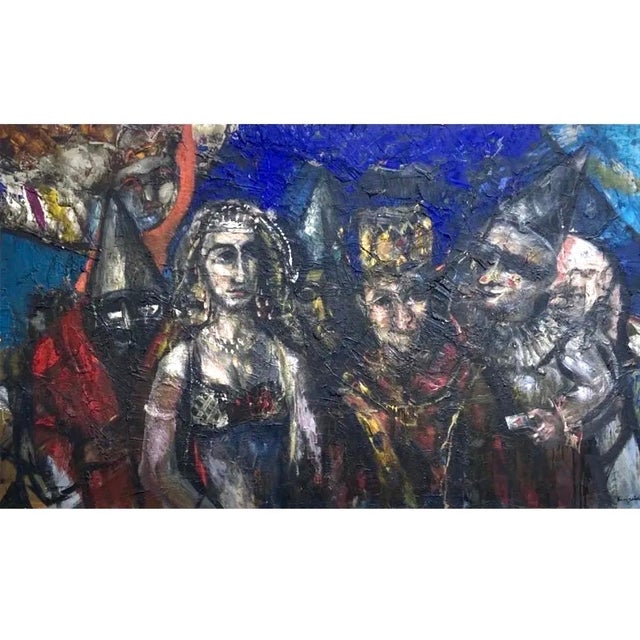Jonah Kinigstein, Large Figurative Expressionist Oil Painting Rediscovered New York City Artist, c.1950's For Sale