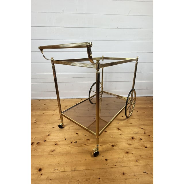 Vintage Brass and Glass Bar Cart, 1960s For Sale - Image 9 of 11