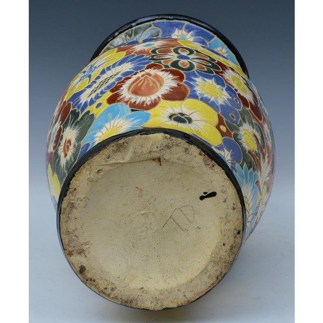 Monumental Incised Floral Art Deco Pottery Vase, 19.5" Circa 1930 For Sale - Image 4 of 5