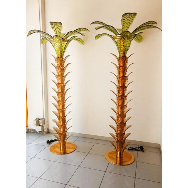 Palm Tree Floor Lamps in Brass & Murano Glass, Set of 2 For Sale - Image 17 of 17