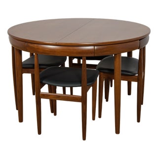 Mid-Century Teak Dining Table & Chairs by Hans Olsen for Frem Røjle, Denmark, 1960s, Set of 5 For Sale