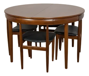 Mid-Century Teak Dining Table & Chairs by Hans Olsen for Frem Røjle, Denmark, 1960s, Set of 5