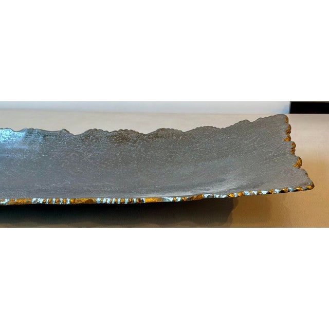 Timeless Modern Brutalist Style Warm Nickel Camilla Tray, showroom floor sample