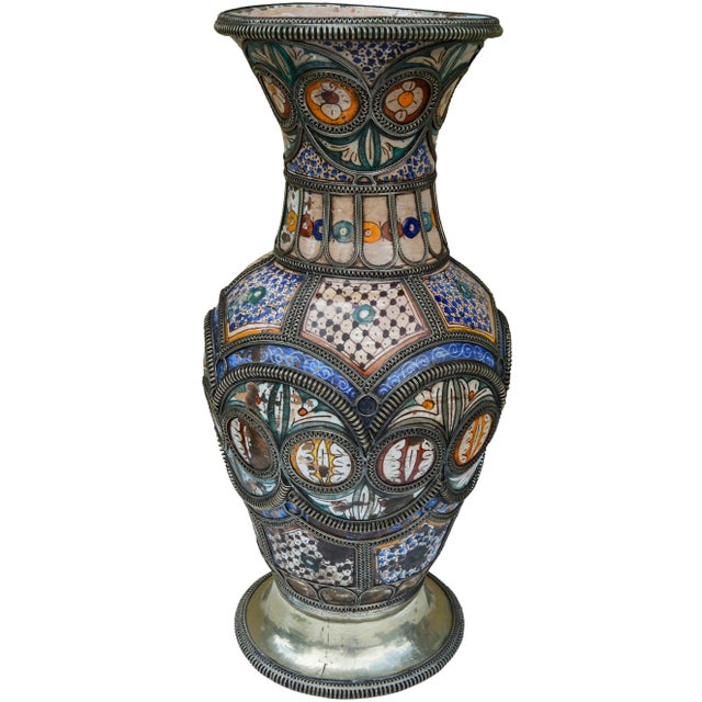 Early 20th Century Antique Moorish Vase With Filigree For Sale - Image 5 of 12