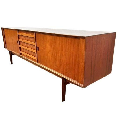 Mid-Century Danish Teak Lowboard with Roller Doors by Oswald Vermaercke for V-Form, 1950s For Sale - Image 4 of 13
